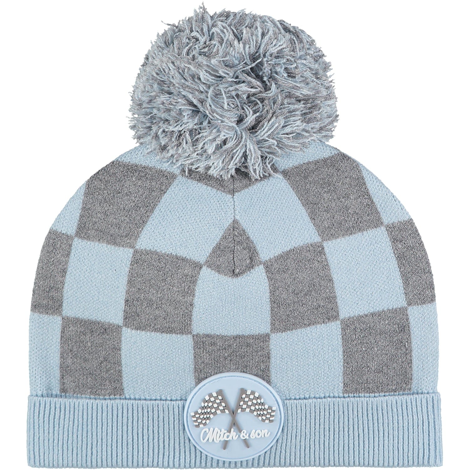 MITCH & SON - Elvis Check Pom Pom Hat - Pale Blue
