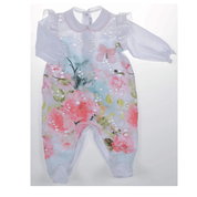 BARCELLINO - Floral Babygrow Blanket, Hairband  & Bib - White