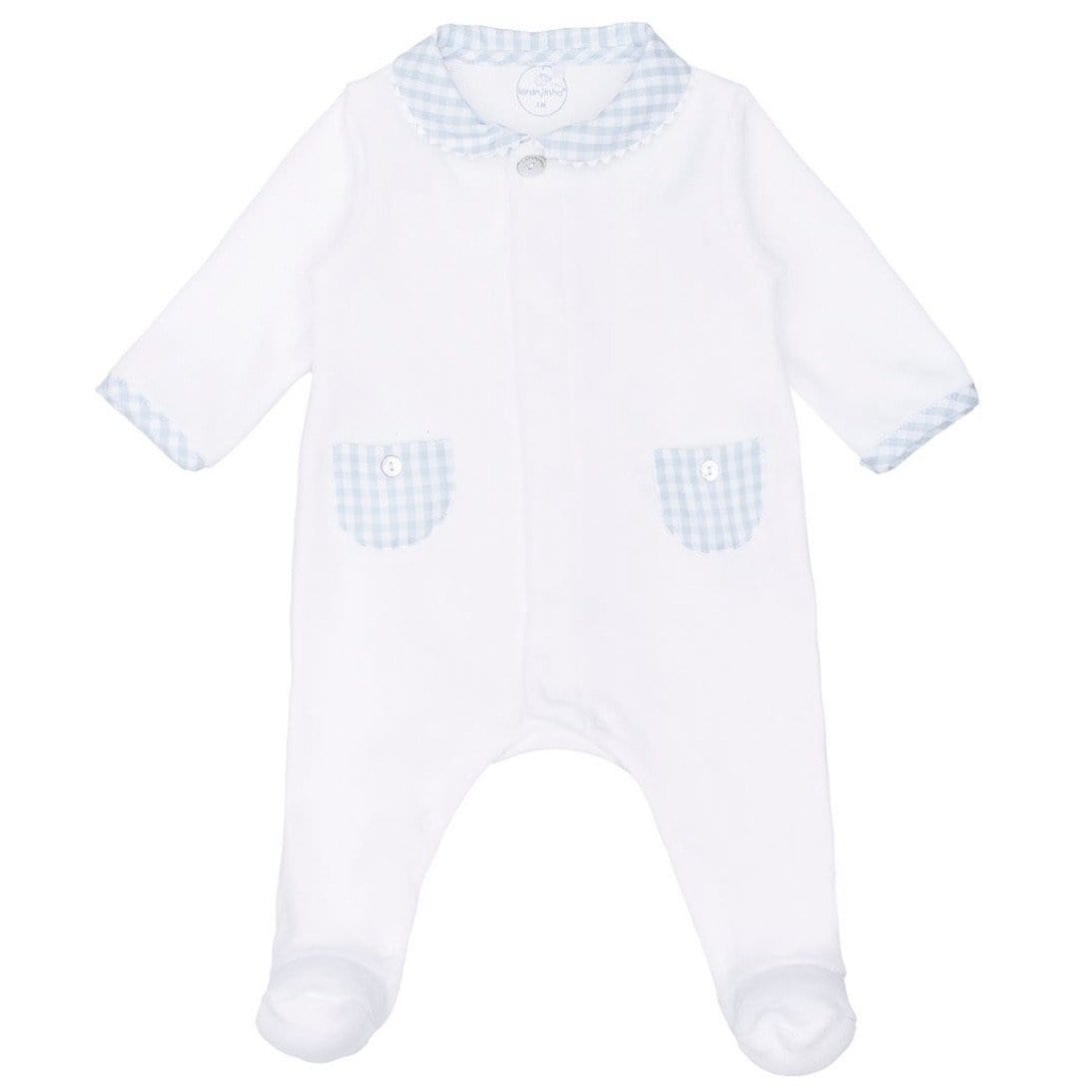 LARANJINA BOYS GINGHAM VELOUR BABYGROW