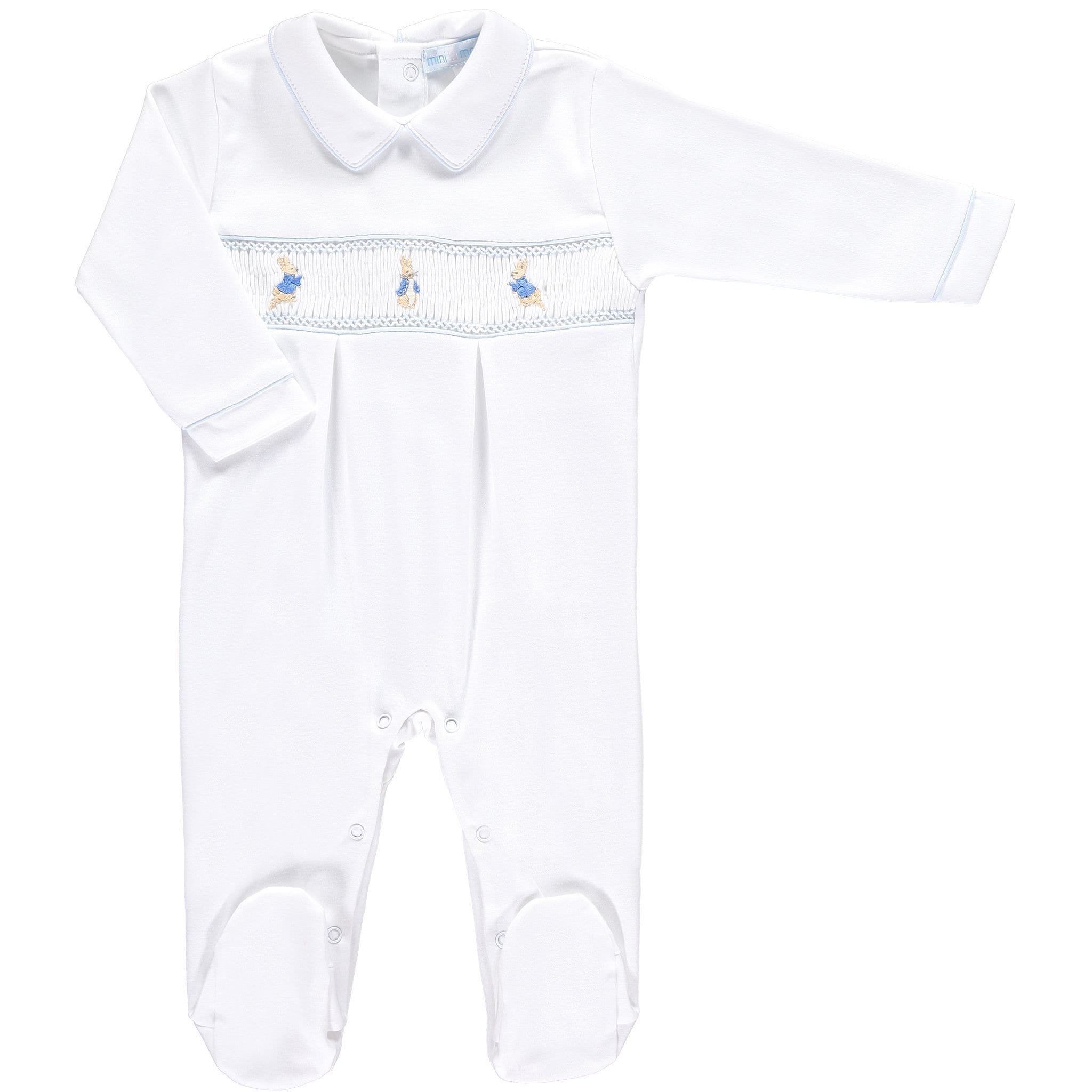 MINI-LA-MODE - Peter Rabbit Smocked Footsie - White