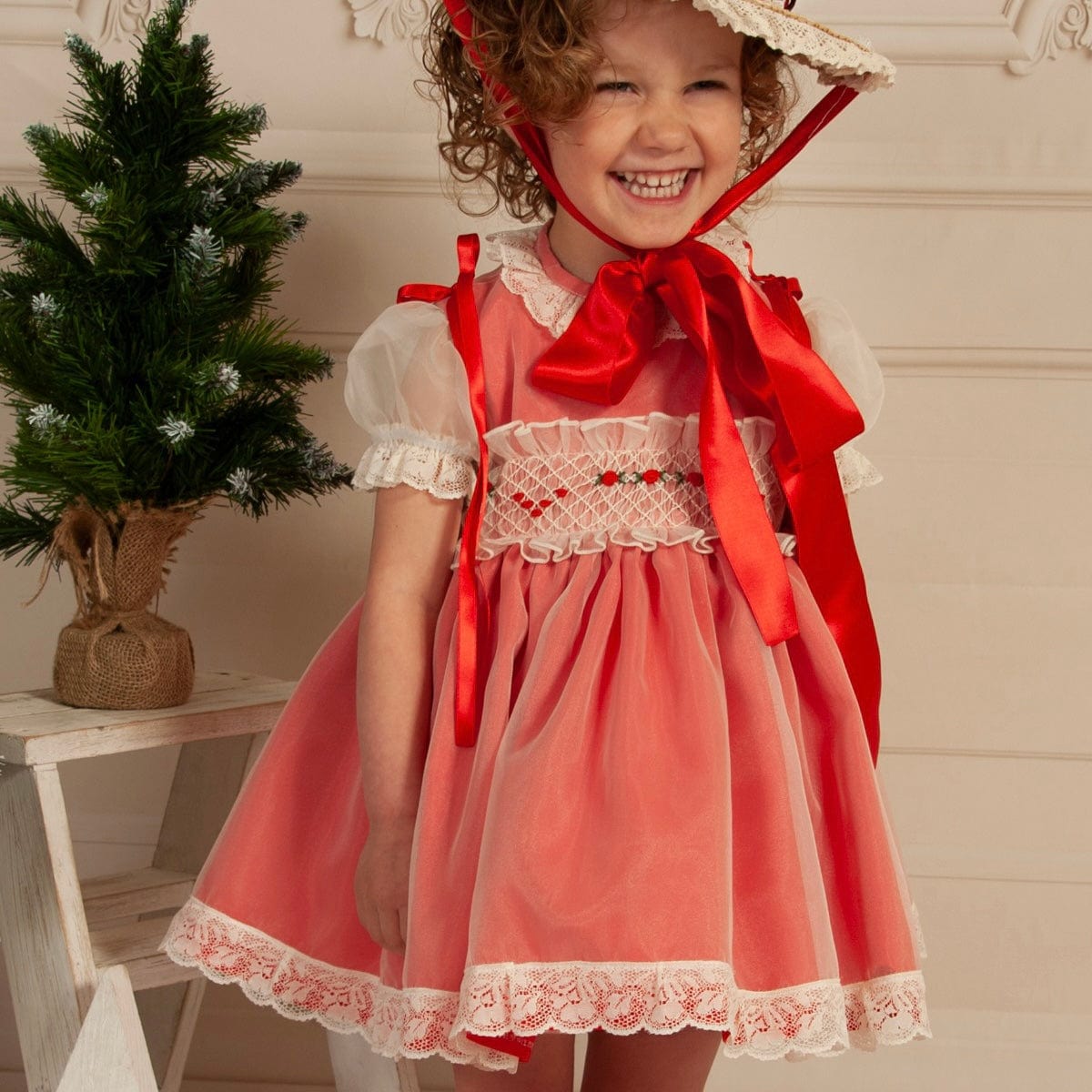 white christmas dresses Carlina Red Girls Dress with Tights - Festive Baby Girls Dresses main image 0