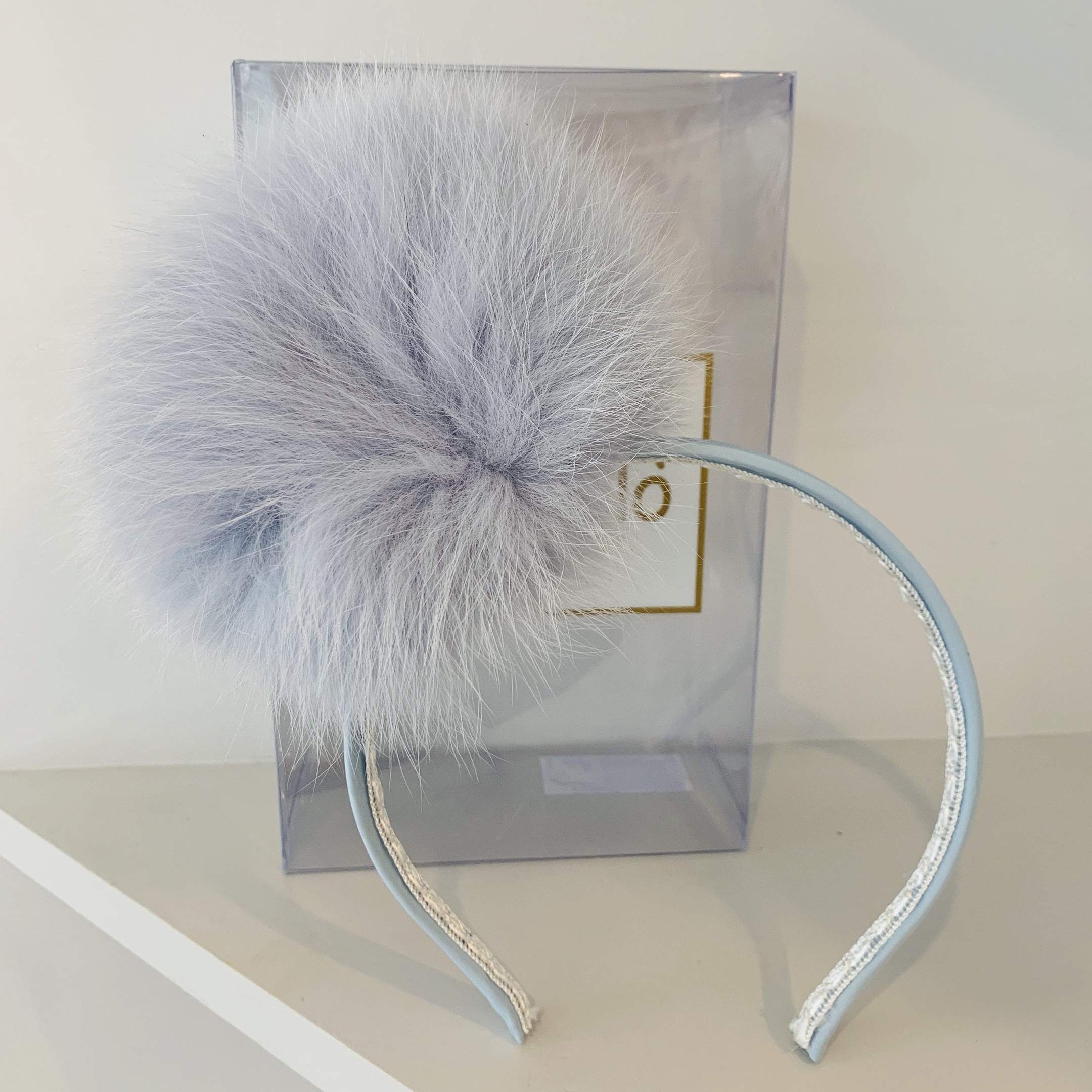 Bimbalo - Pom Pom Fur Hairband  - Baby Blue