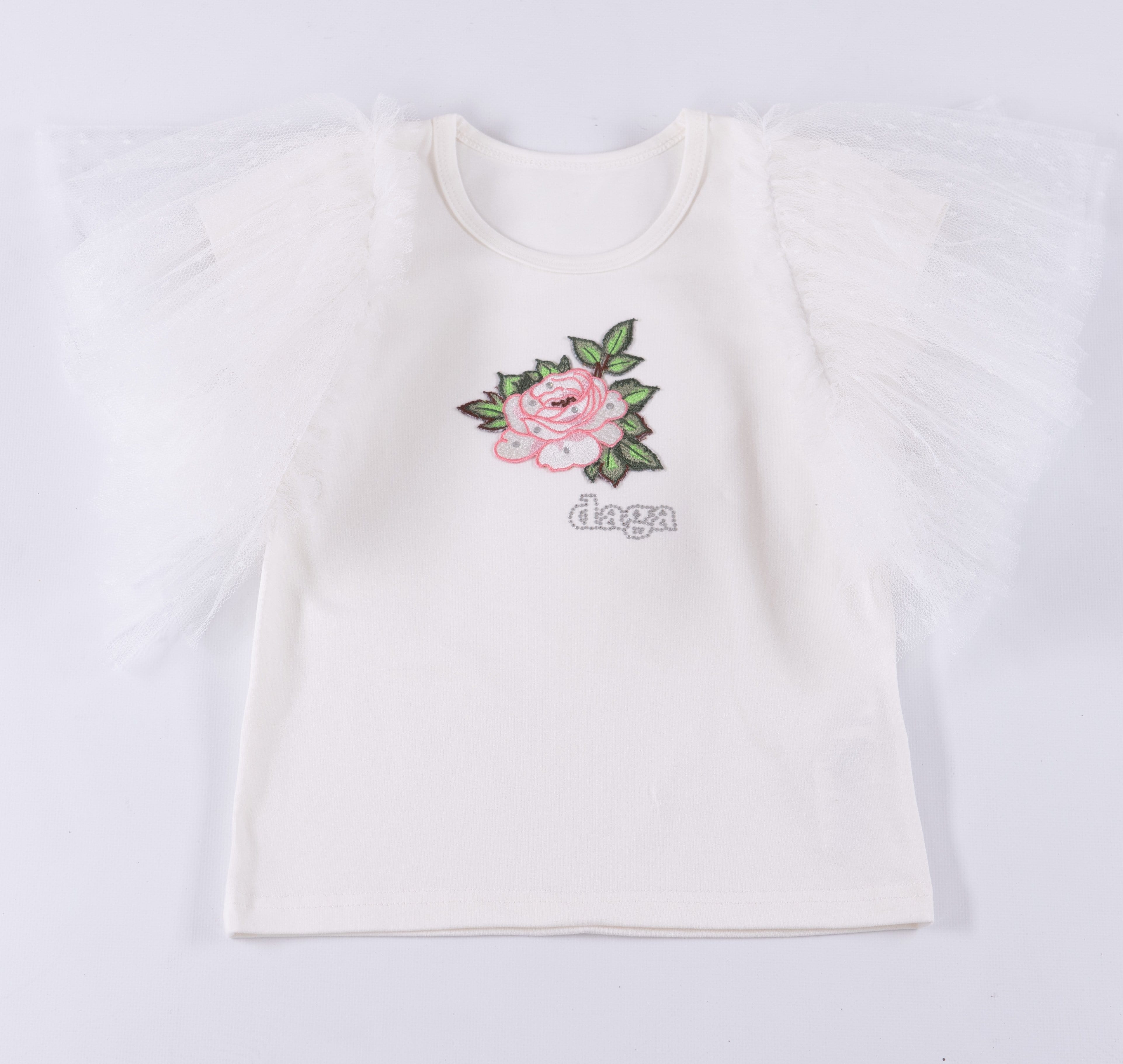 Daga - Rose  Tulle Short Set - White