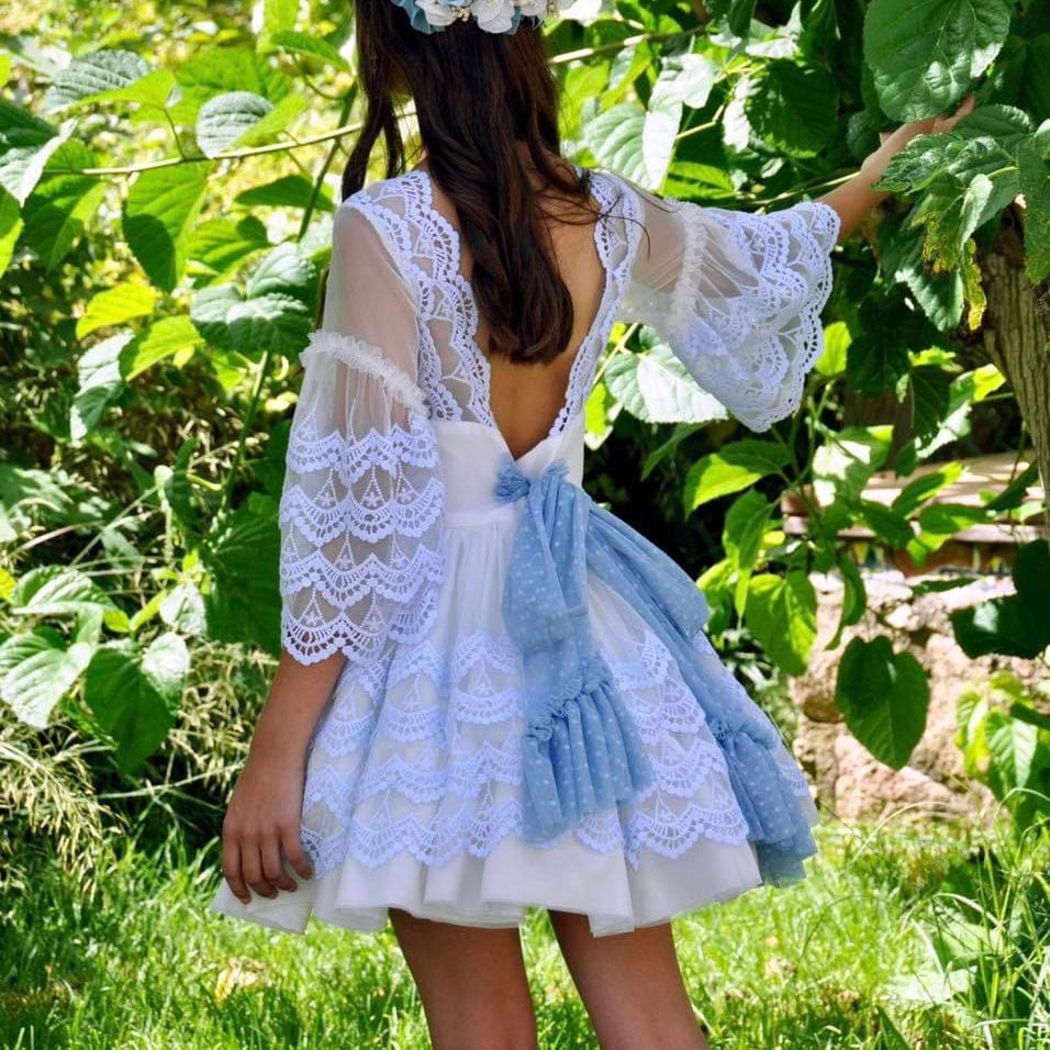 LA AMAPOLA - Ingrid Drop Waist Dress - Blue