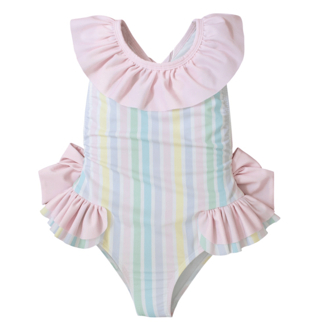 MEIA PATA -  Stripes Print Barbados Swimsuit - Pastel