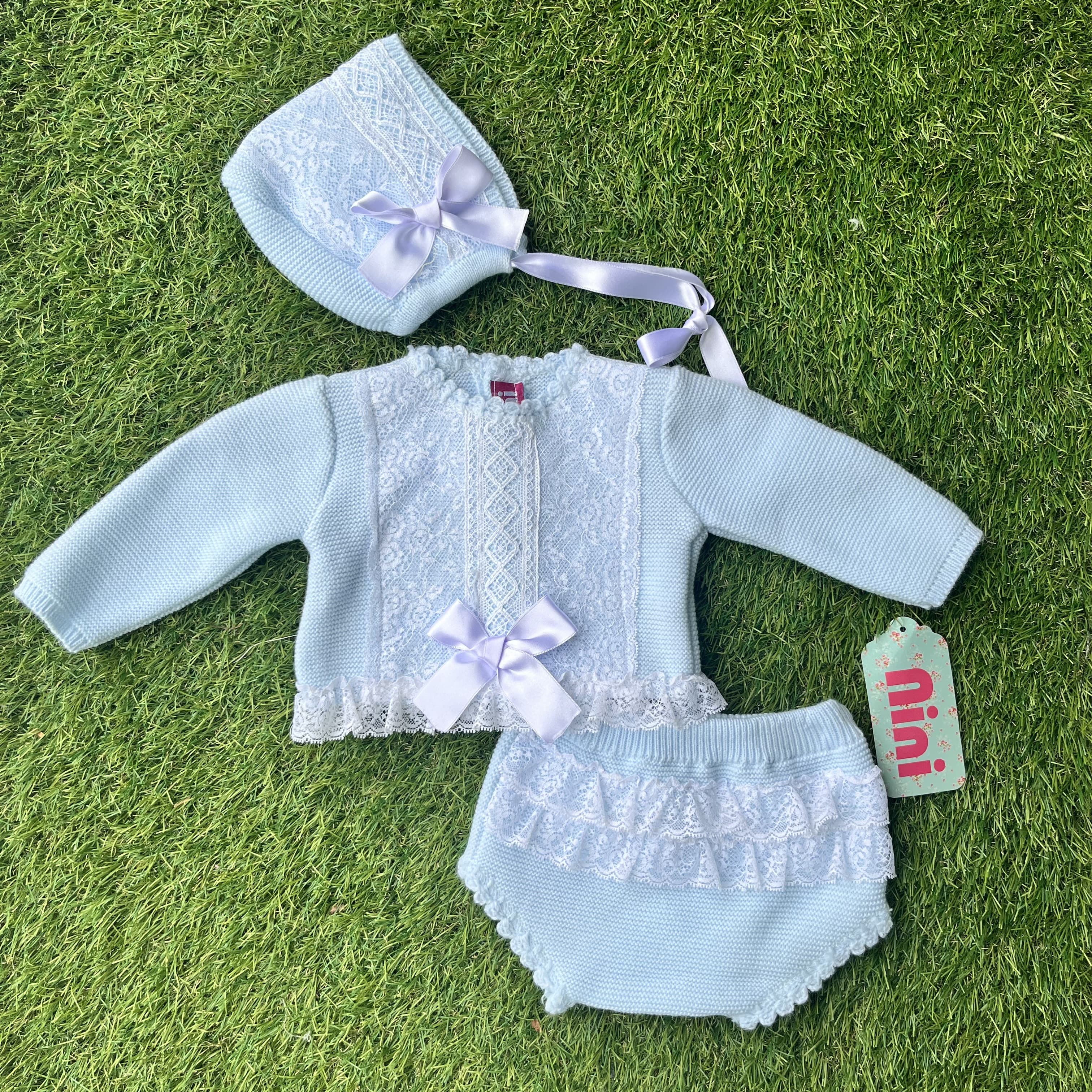 Nini - Three Piece Jam Pant Knit Set  - Blue