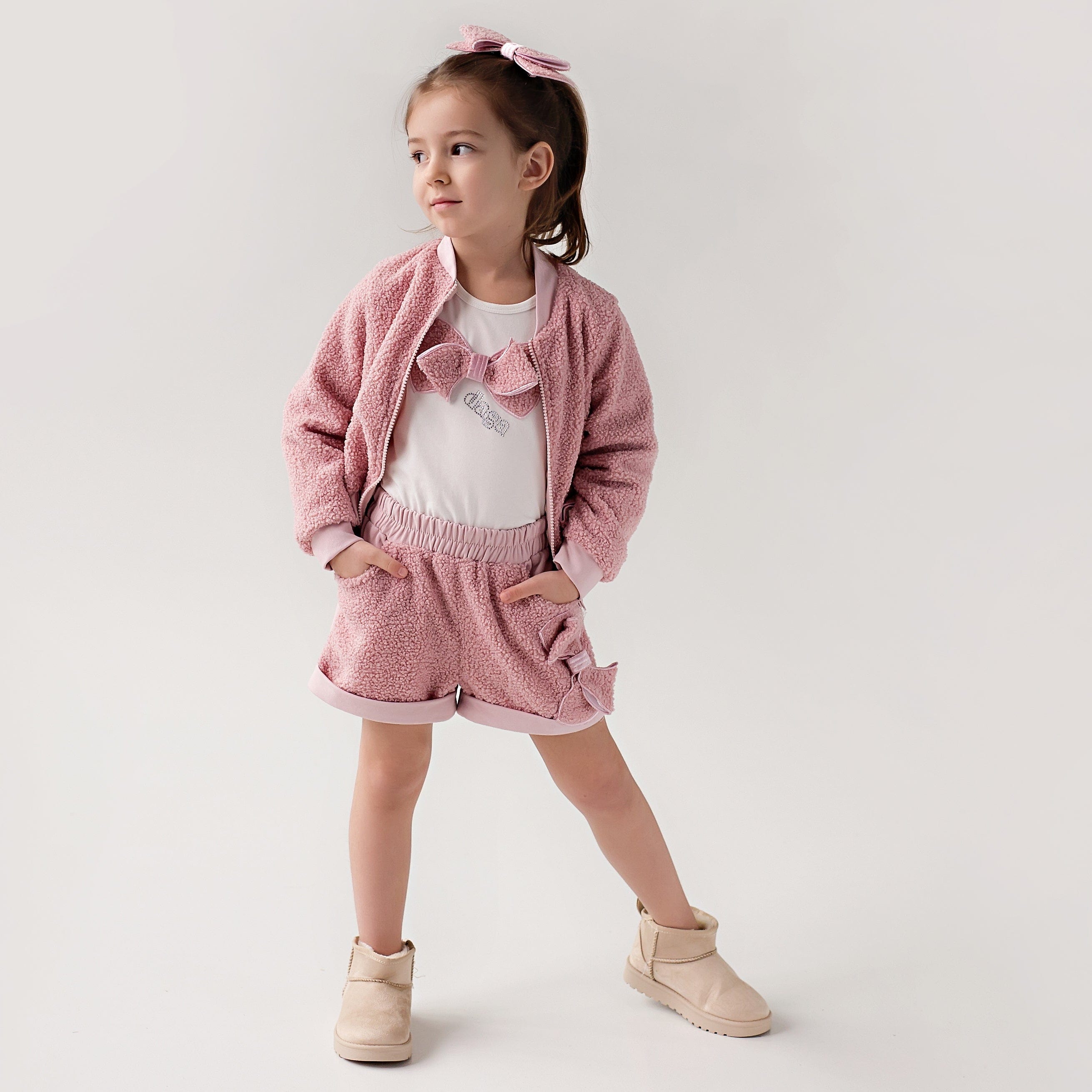 Daga - Fluffy Chic Three Piece Short Set - Pink