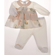 BARCELLINO - Floral Two Piece, Bib & Blanket - Peach