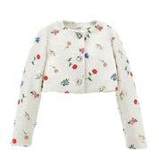 MONNALISA - Flower Garden Three Piece Skirt Set & Jacket - White