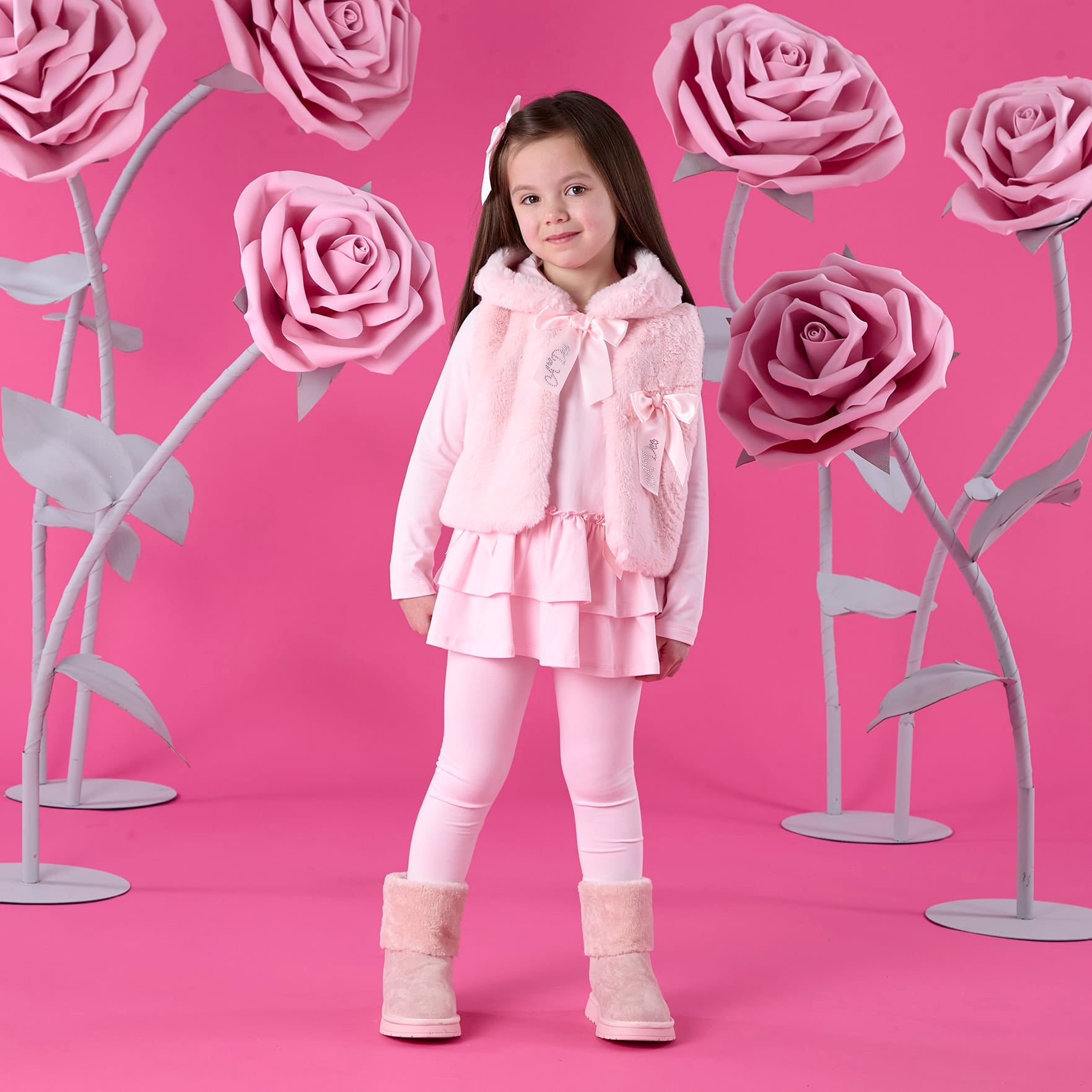 A DEE - Winter Bloom Anna Fur Gilet - Pale Pink