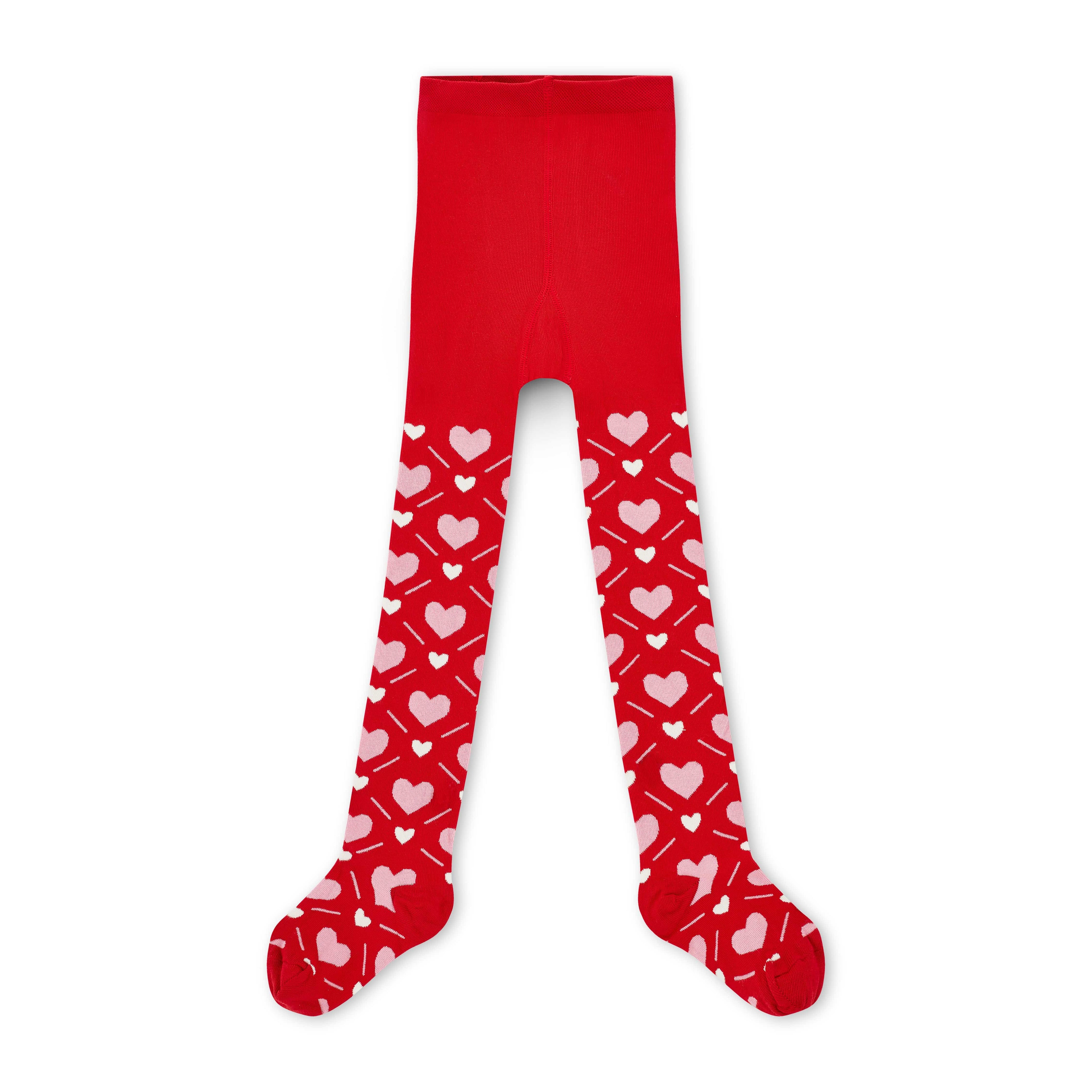 A Dee - Love Story Lake Heart Print Tights - Vibrant Red