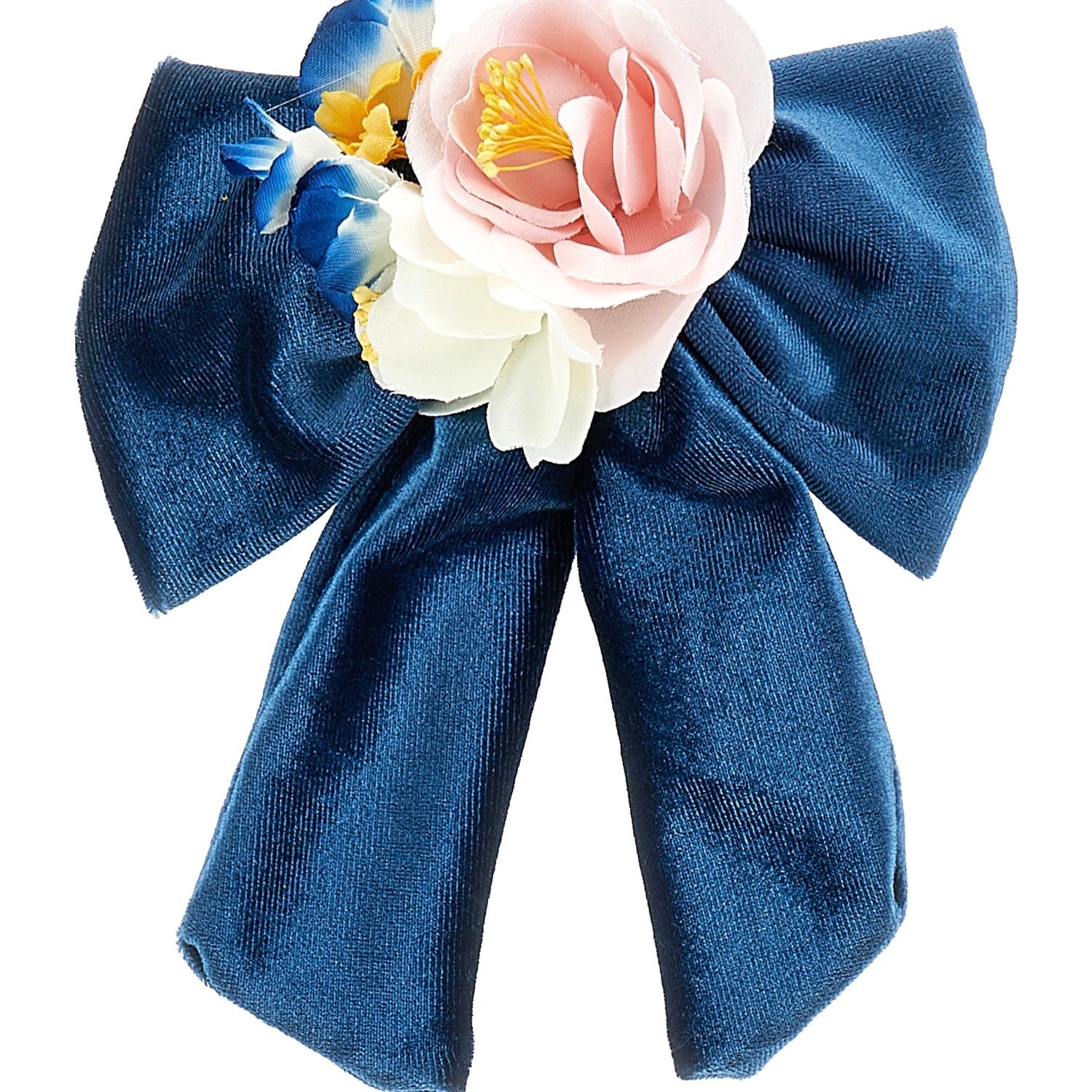 MONNALISA - Roses Velvet Bow Clip - Navy