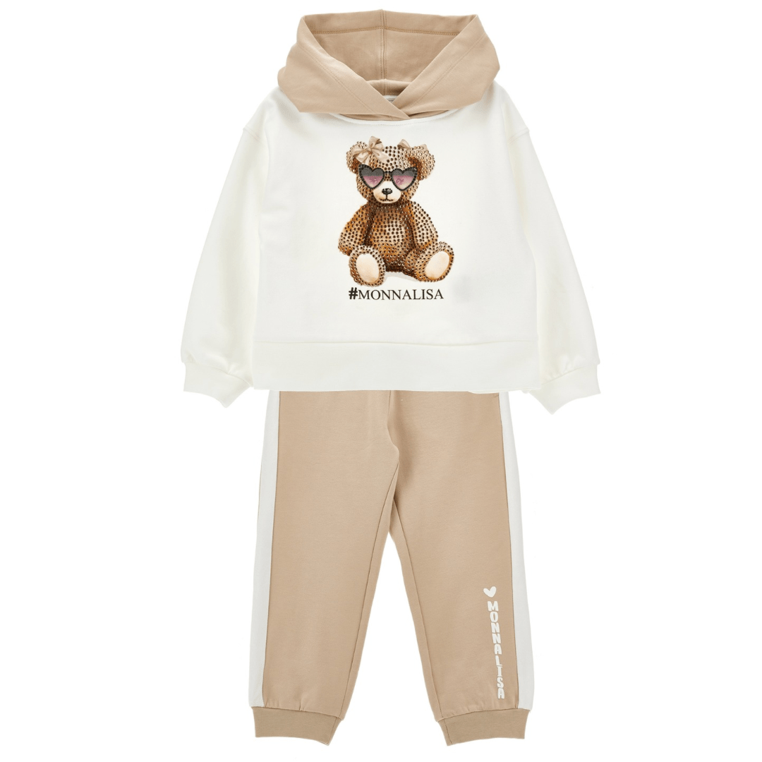 MONNALISA - Teddy Hooded Tracksuit - Camel