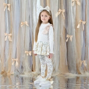 A DEE - Eau De A Dee Blake Bow Print Peplum Legging Set - Snow White