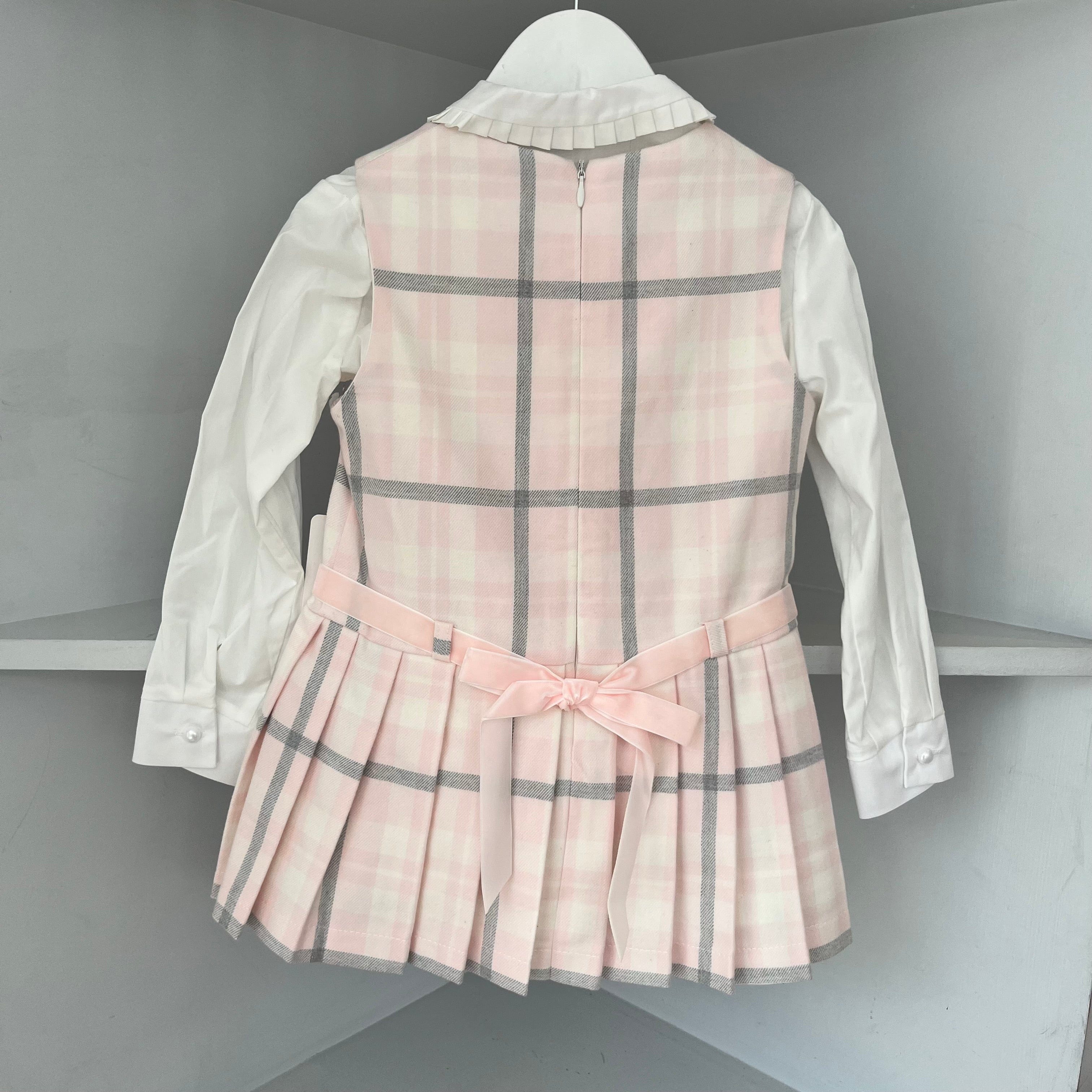 Daga - Exclusive Check Pinafore Dress & Blouse - Pink