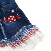 MONNALISA - Hello Kitty Denim Short Set - White