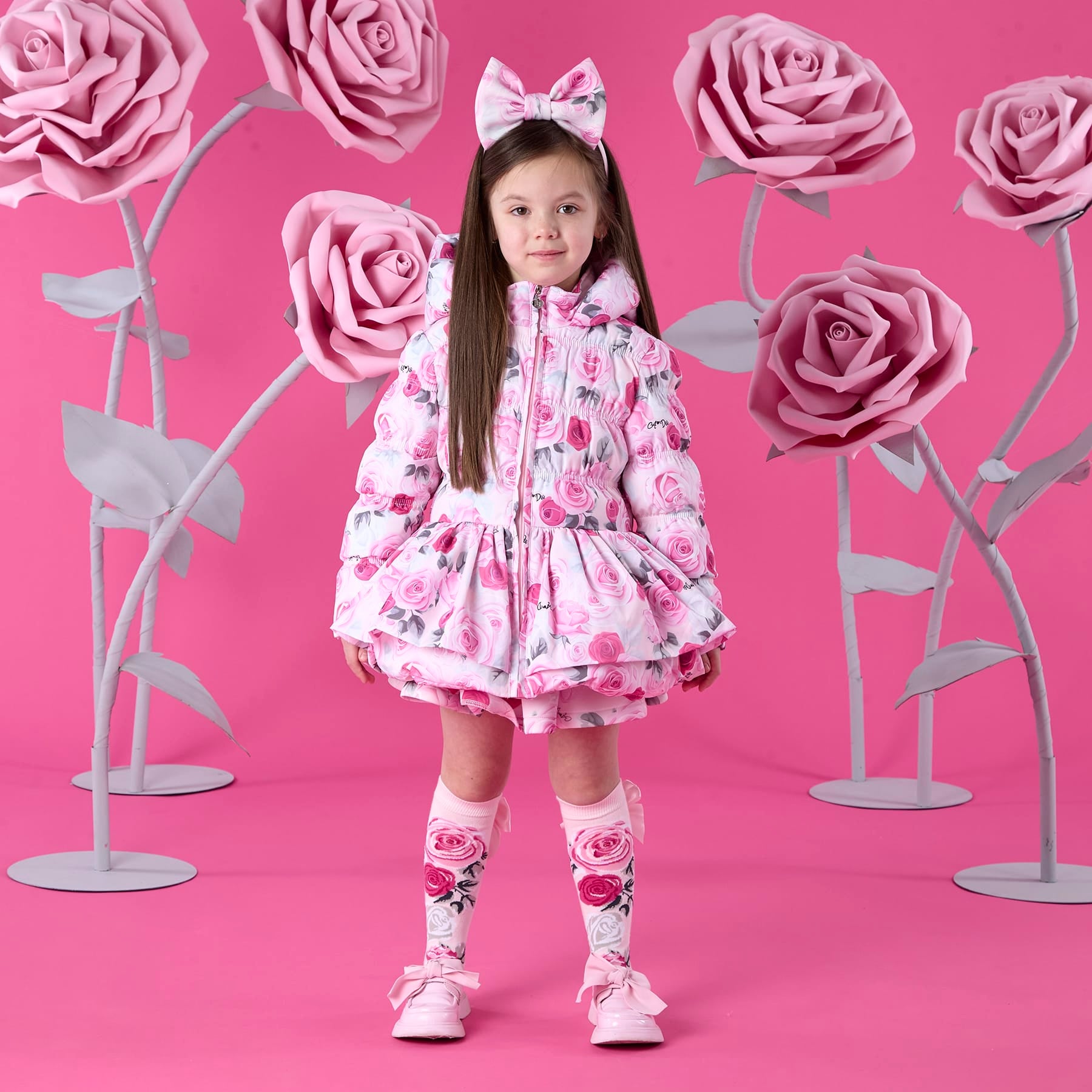 A DEE - Winter Bloom Ava Rose Print Jacket - Pale Pink