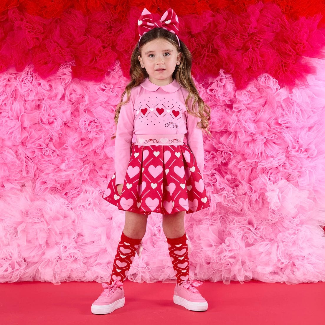 A DEE - Love Story Lyla Heart Print Skirt Set - Peony Pink