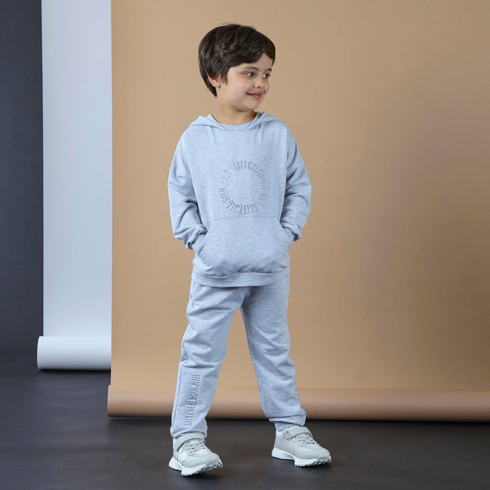 MITCH & SON - JNR Lennon Embossed Hoody Tracksuit - Grey Marl