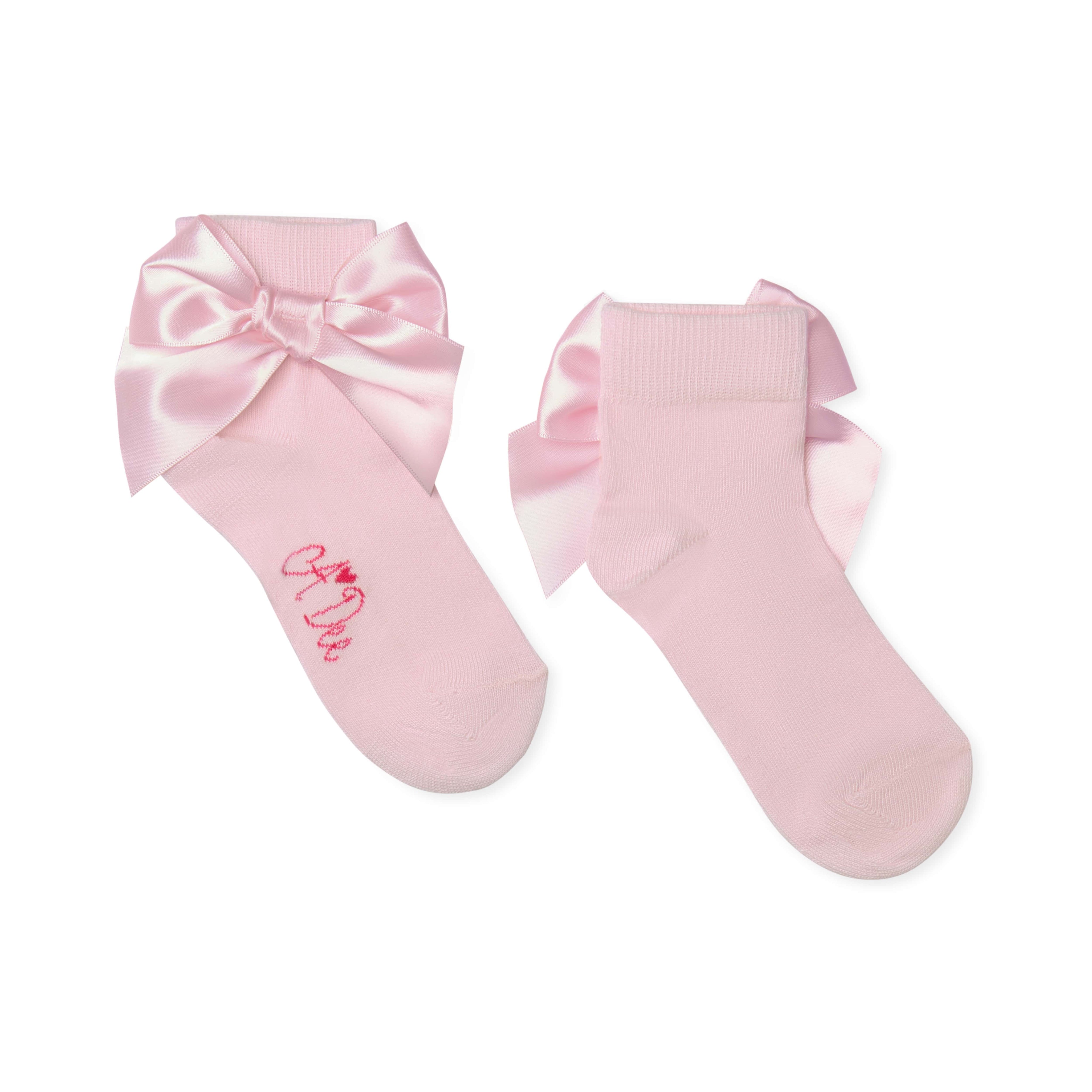 A Dee - Winter Bloom Alexis Bow Ankle Socks - Pale Pink
