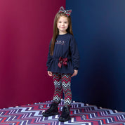 A DEE - Chevron Charm Celine Sweatshirt Legging Set - Navy