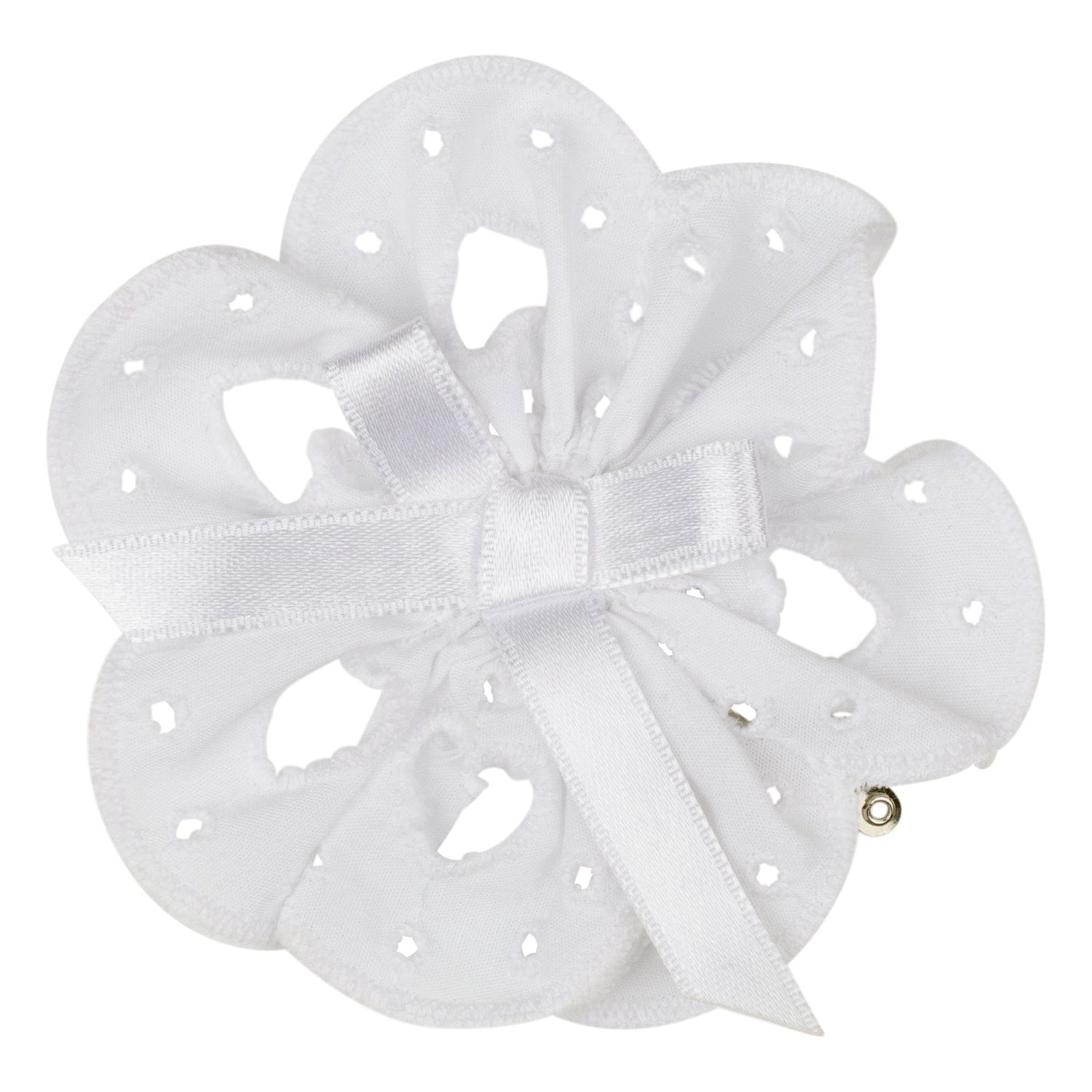 LITTLE A - Joules Pastel Hearts Broderie Anglaise Hair Clip - White