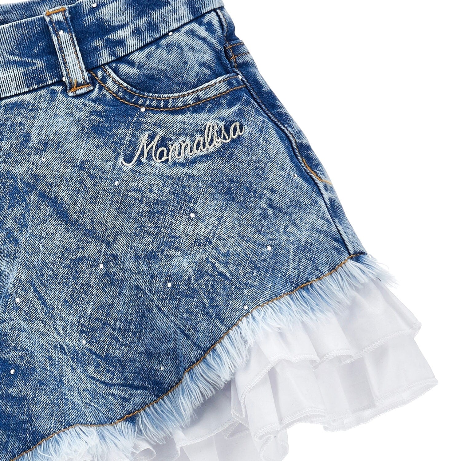 MONNALISA - Donald Duck Denim Short Set - White