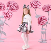 A DEE - Winter Bloom Anastasia Houndstooth Print Skirt Set - Snow White
