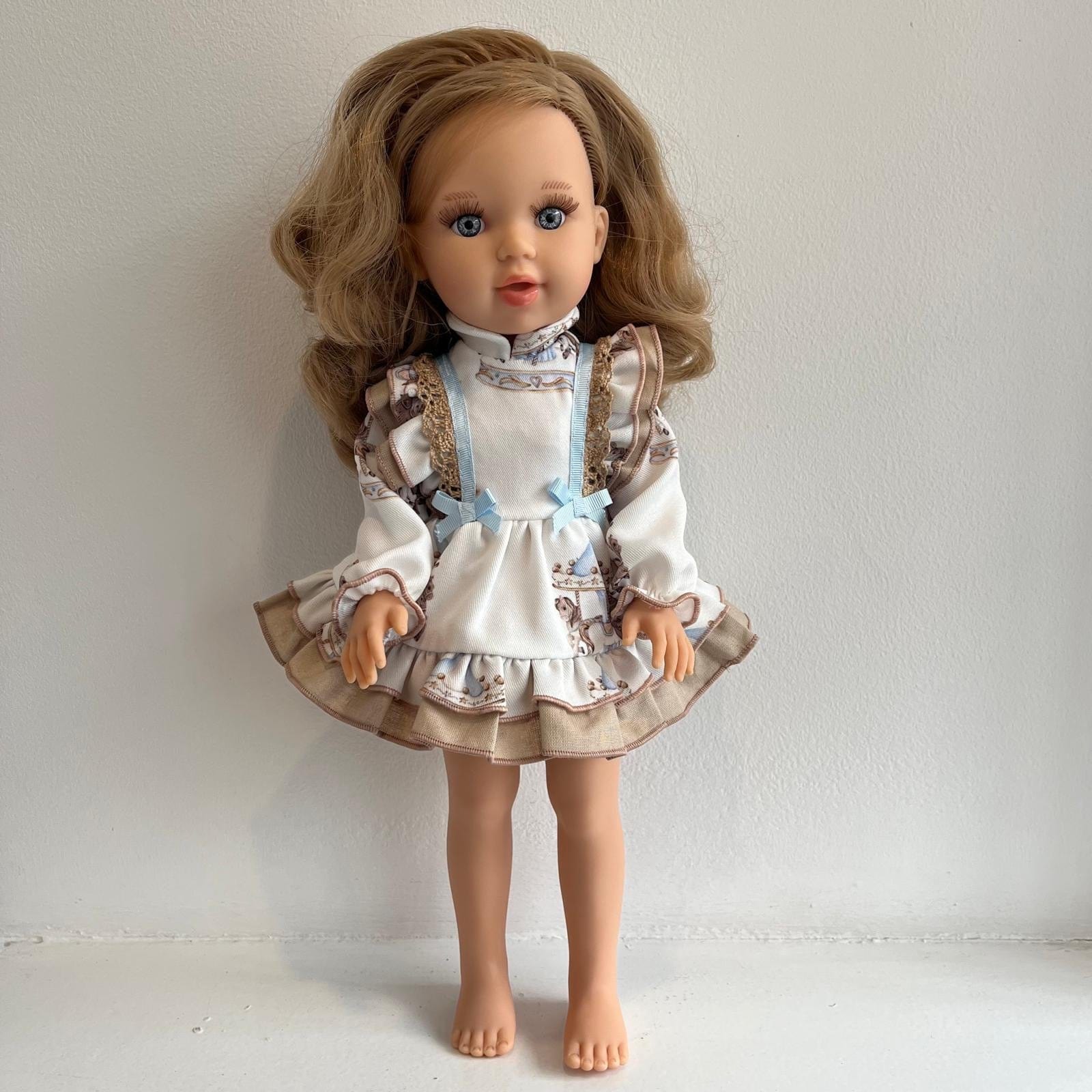 BABINE - Doll Blonde Hair Carousel Dress - Blue