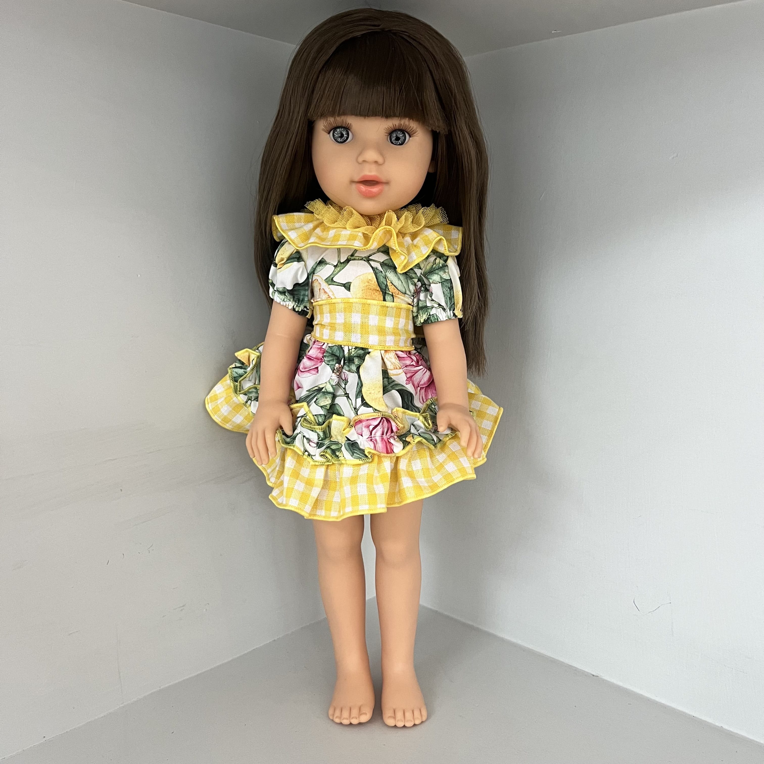 BABINE - Doll Brown Hair Lemon Dress - Yellow