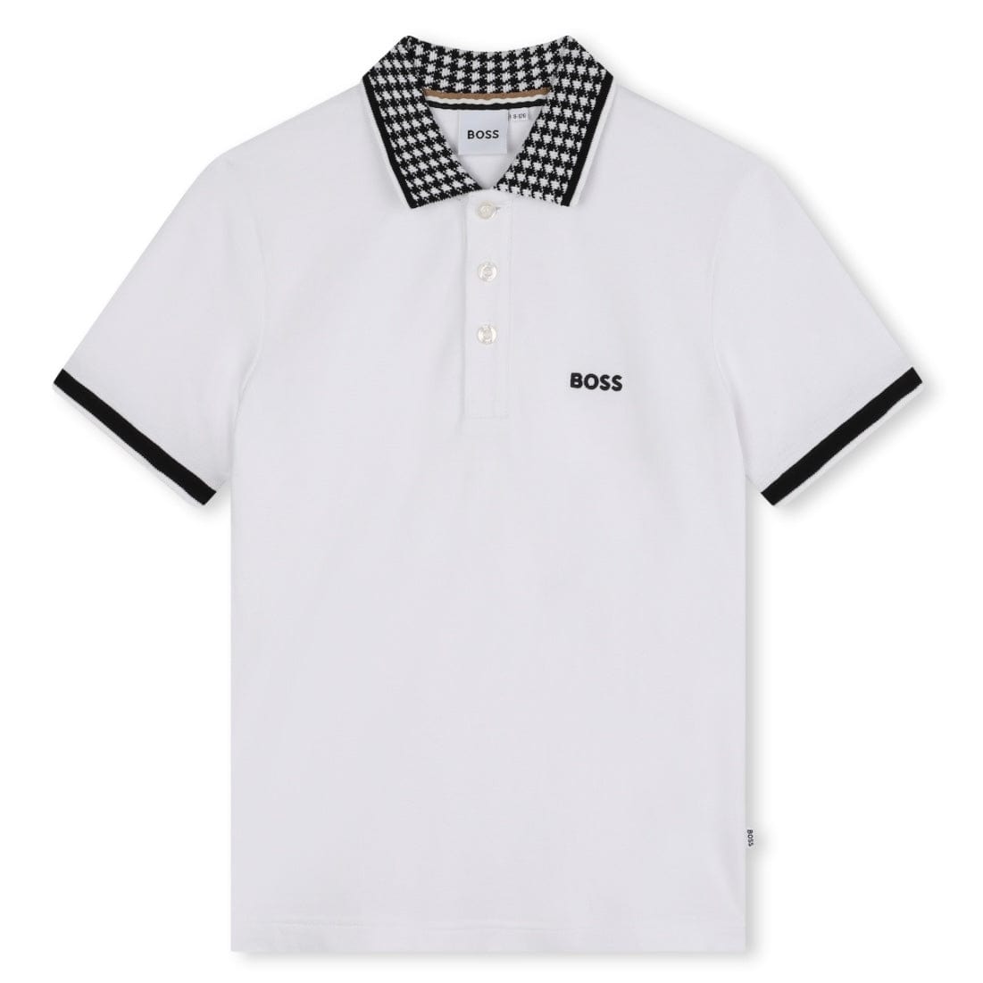 BOSS - Check Collar Polo -  White