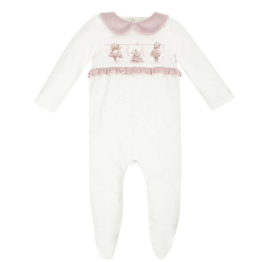 JAMIKS - Velour Charlene Bear  Babygrow - Pink