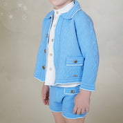 Rahigo - Three Piece Short Set With Blue Trim -  Blue
