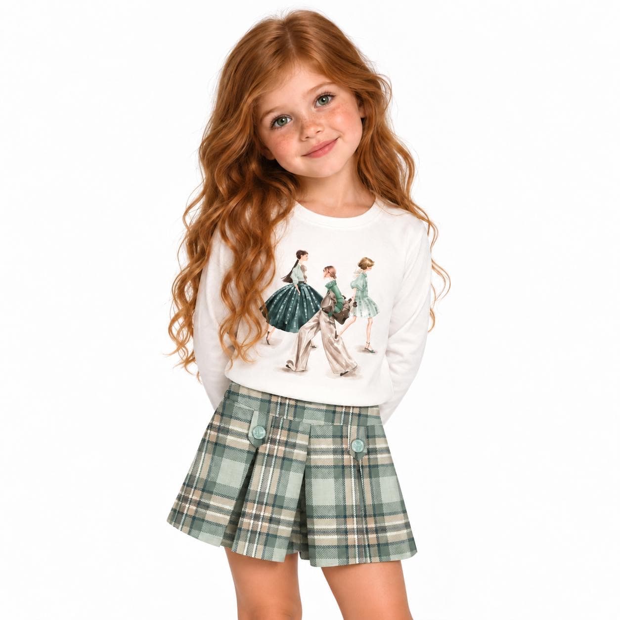 MAYORAL - Plaid Short Set - Pistachio