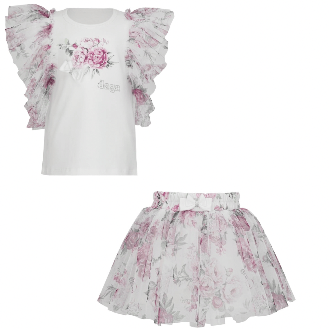 Daga - Blush Harmony Tulle Skort Set - White