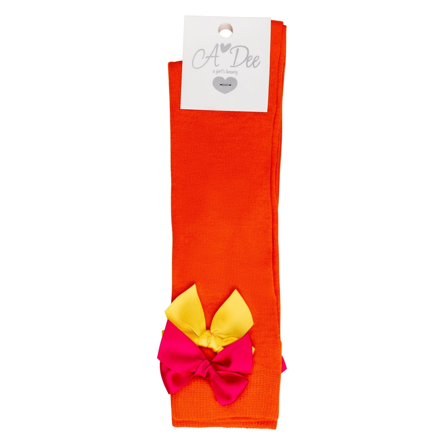 A DEE - Maxine Bold Hearts Bow Knee High Socks  - Orange
