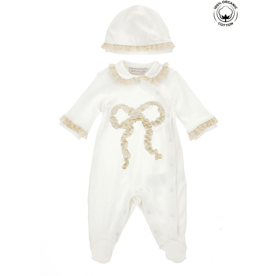 MONNALISA - Rose Bud & Lace Two Piece Set - Ivory