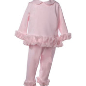 Bimbalo - Pearl Detail Ruffle Leggings Set - Pink