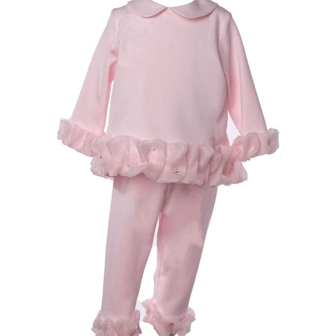 Bimbalo - Pearl Detail Ruffle Leggings Set - Pink