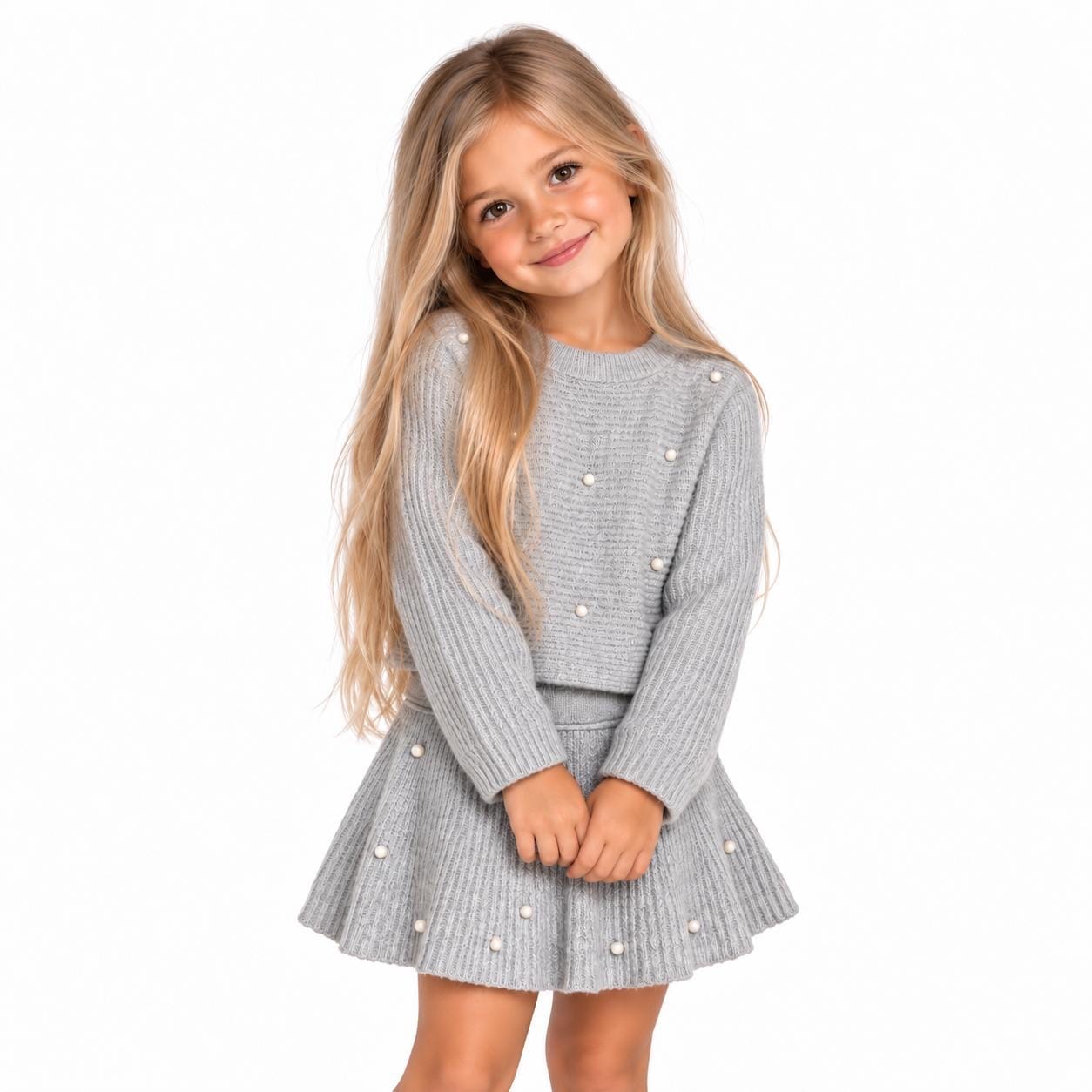 MAYORAL - Knit Skirt Set - Grey