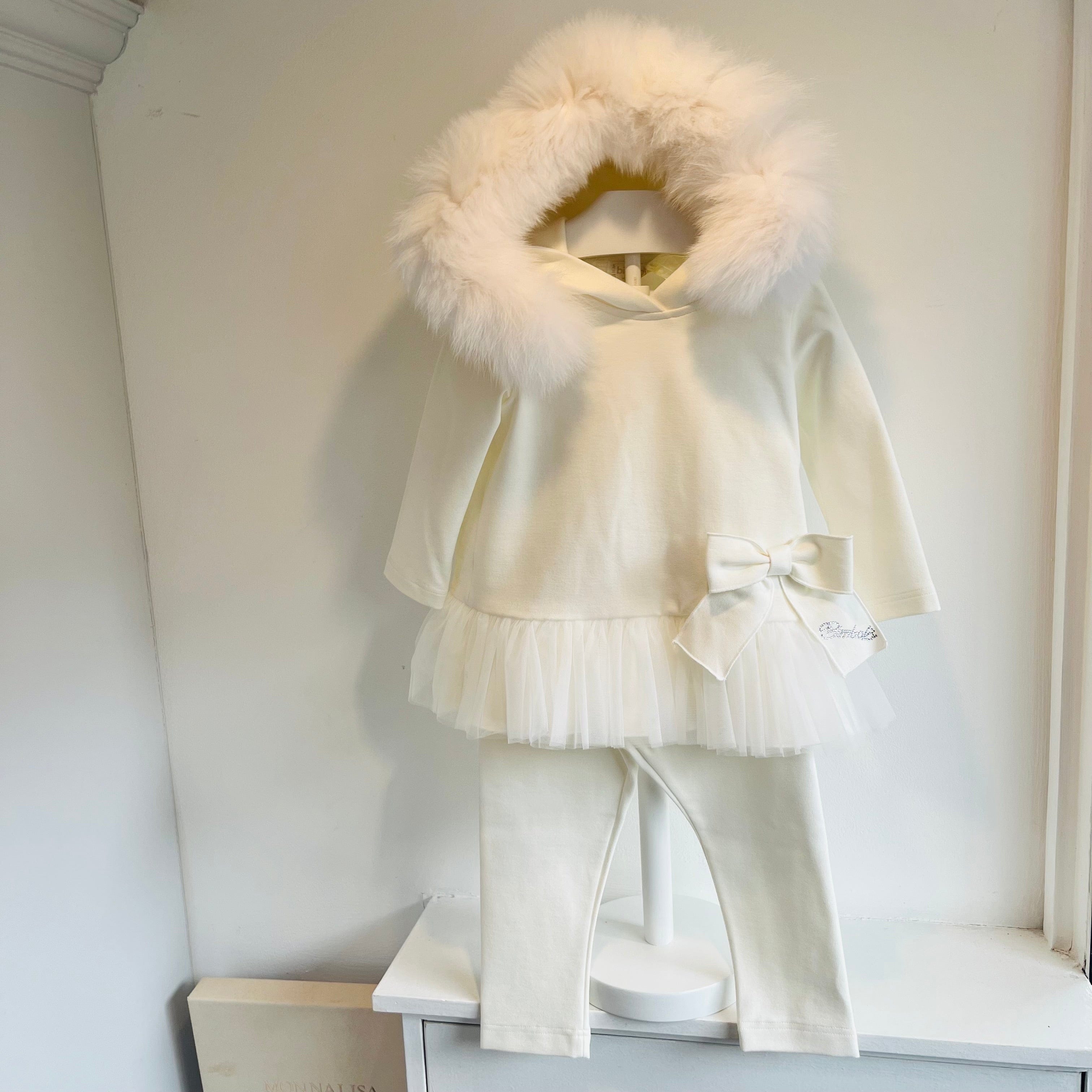 Bimbalo - Fur Hooded Leggings Set - Cream