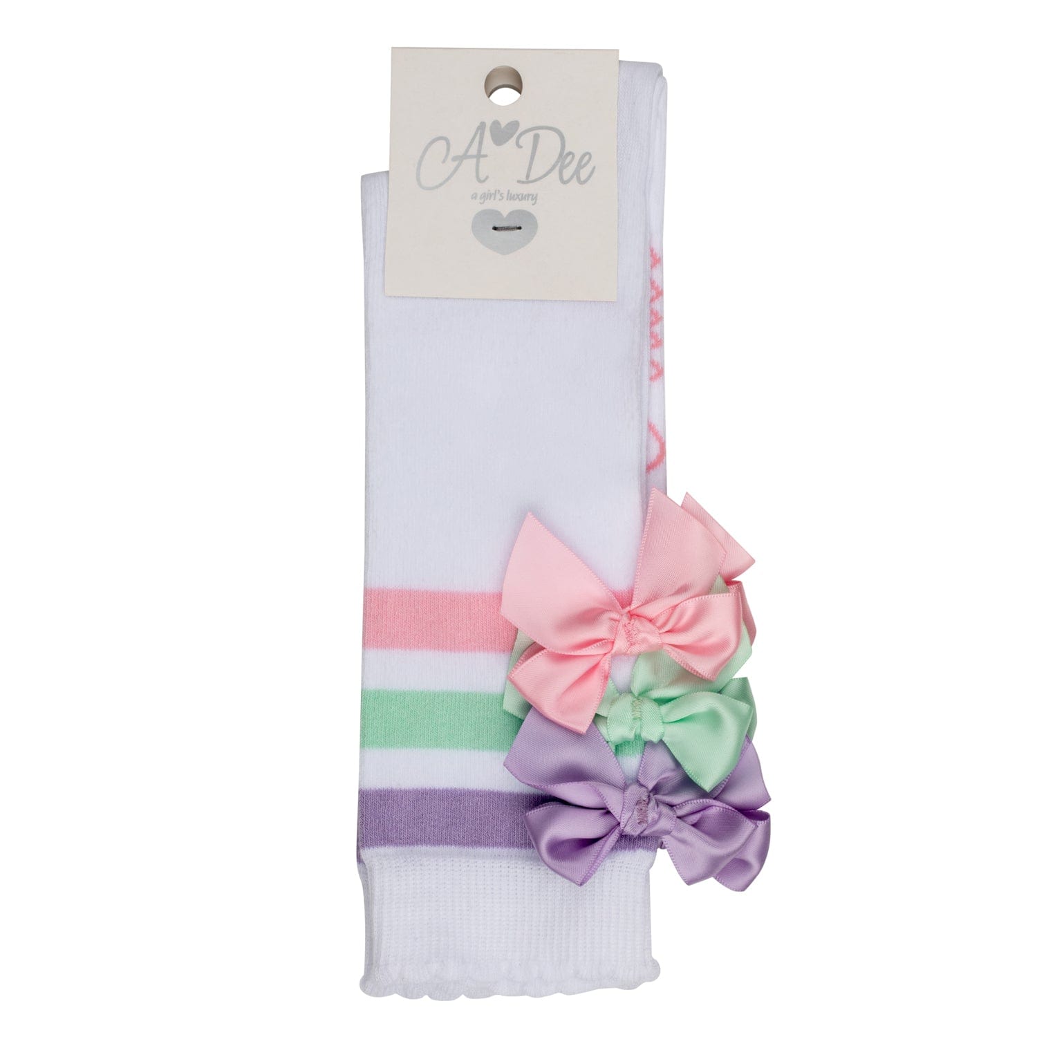 A DEE - Noola Popping Pastels Bow Knee High Socks - White