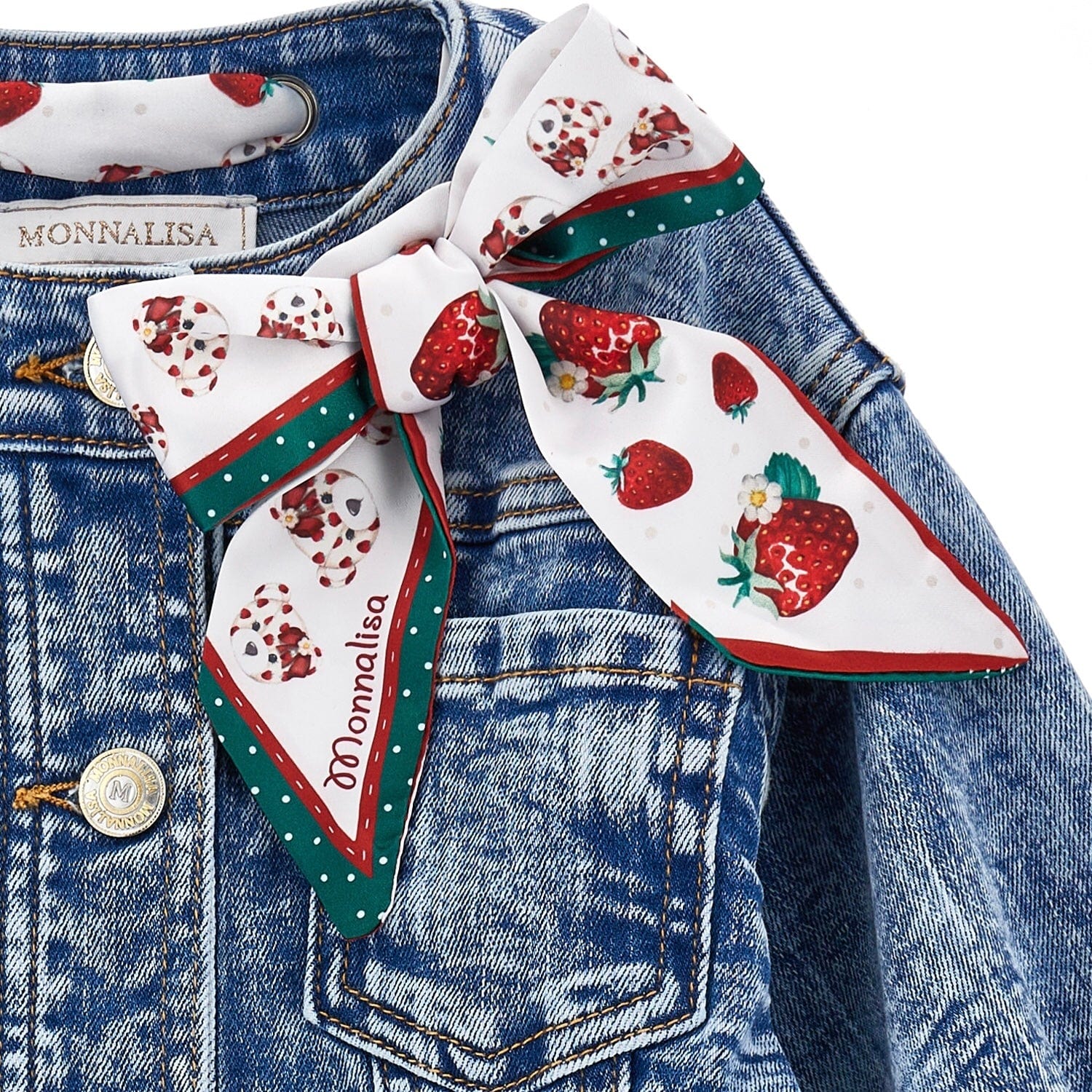 MONNALISA - Strawberry Denim Jacket - Blue