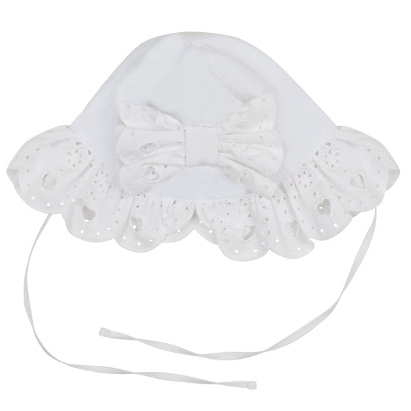 LITTLE A - Jen Pastel Hearts Broderie Anglaise Sunhat - White