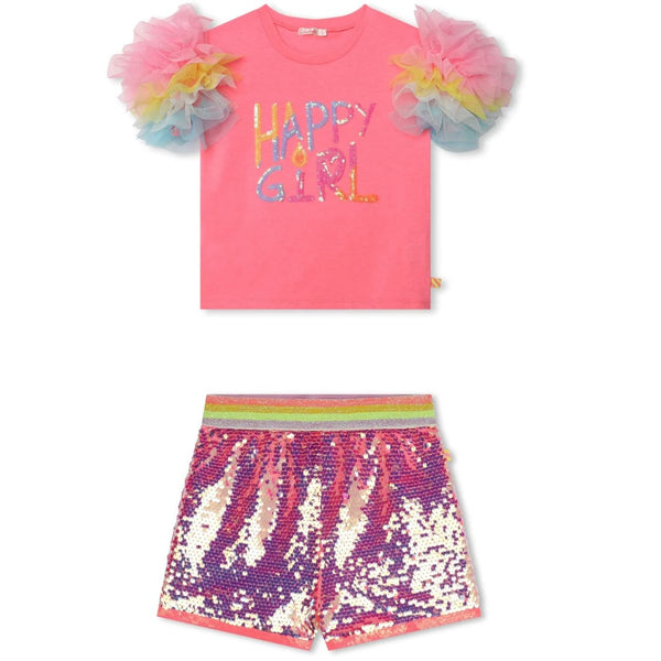 BILLIEBLUSH - Happy Girl T & Sequin Shorts - Pink