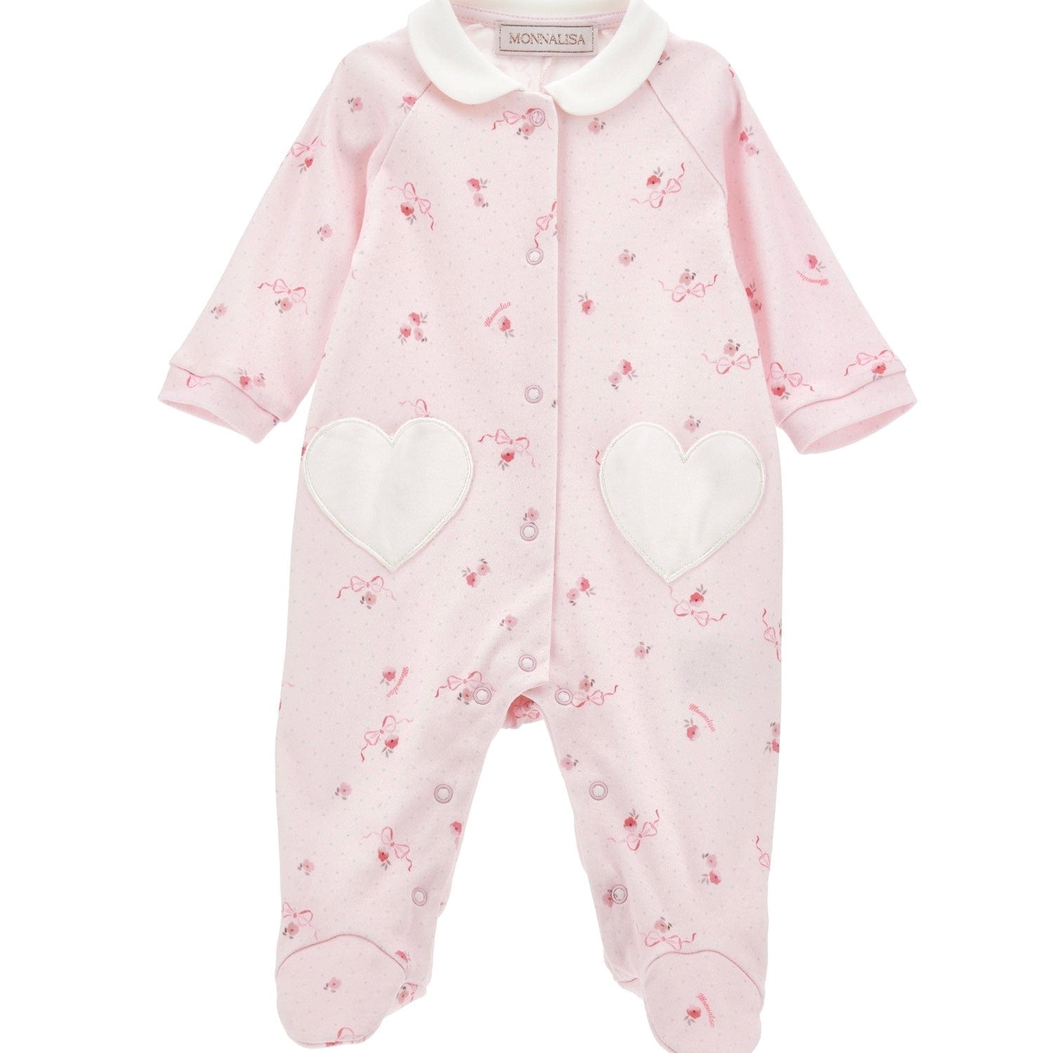 MONNALISA - Heart Babygrow  - Pink