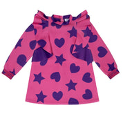 A DEE - Star Love Treasure Hearts & Stars Print Frill Dress - Hot Pink