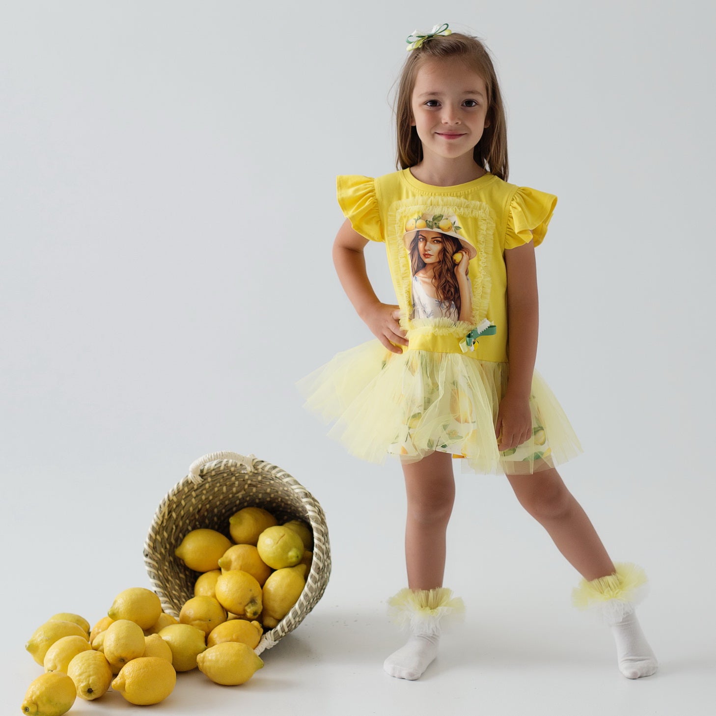 Daga - Sunny Lemons Tulle Jersey Dress - Yellow