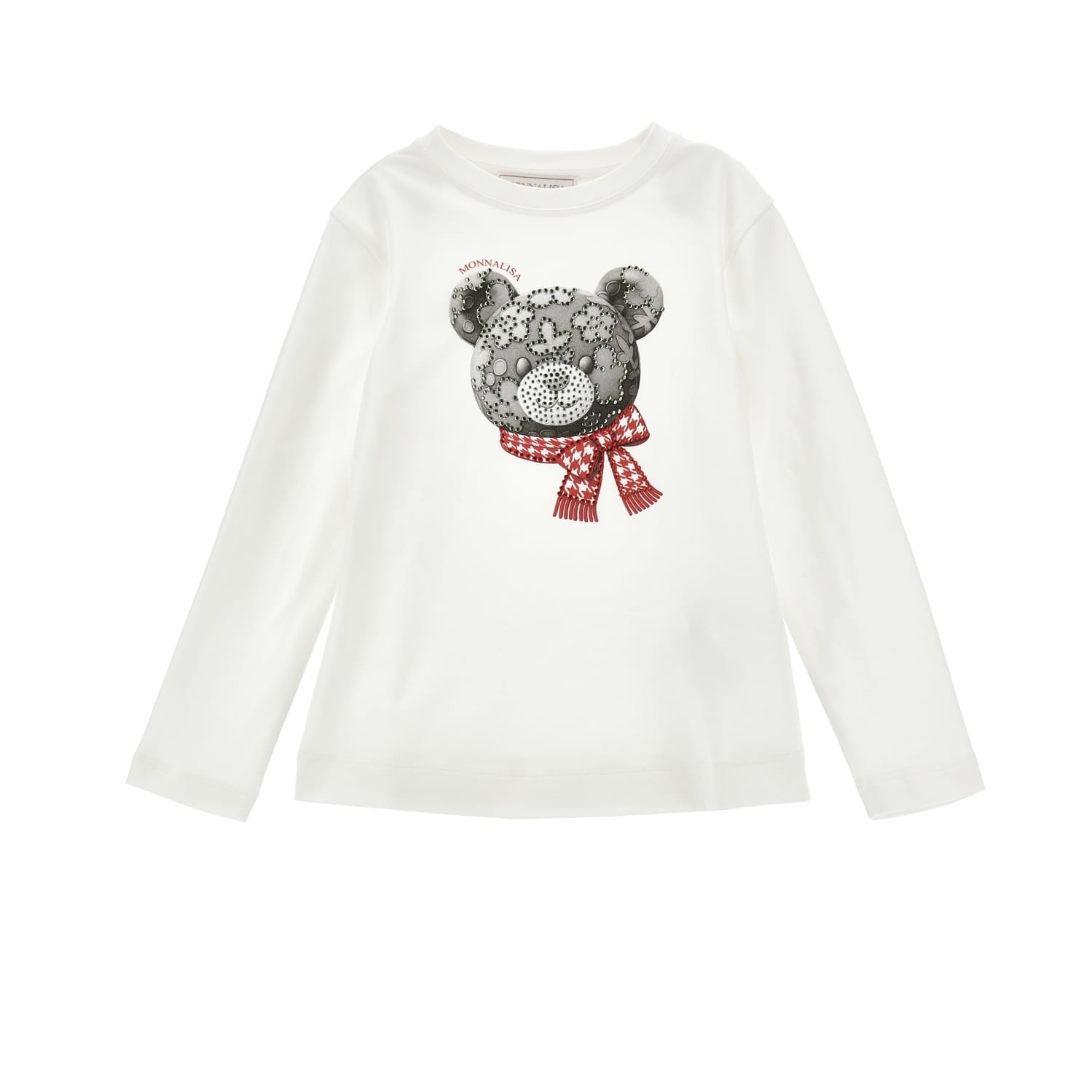 MONNALISA - Teddy Top &  Dog Tooth Skirt Set - Red