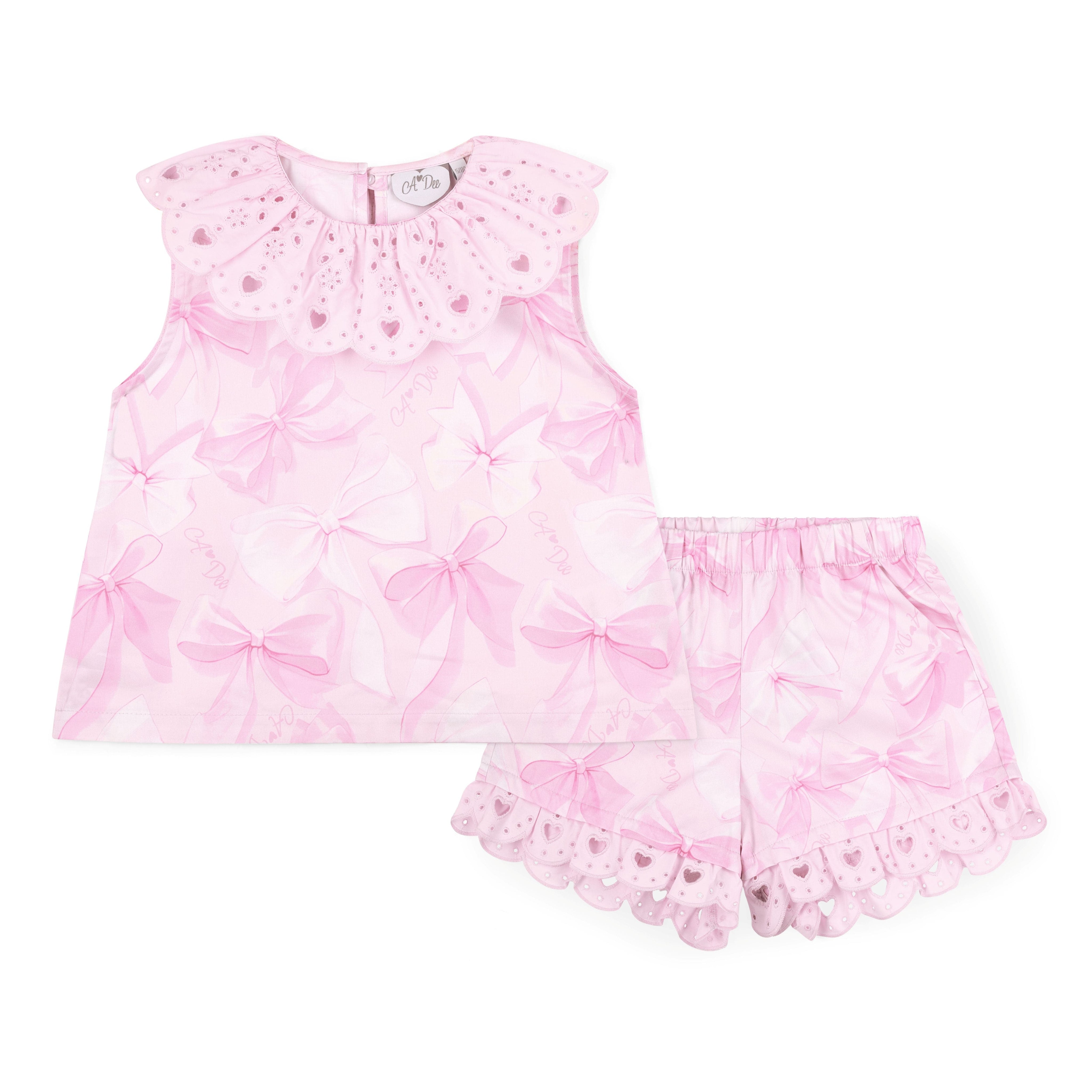 A DEE - Ruby Bow-tique Chic Bow Print Poplin Short Set   - Pink